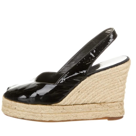 Size 6- Castaner Black Patent Leather Espadrilles - Picture 2 of 5